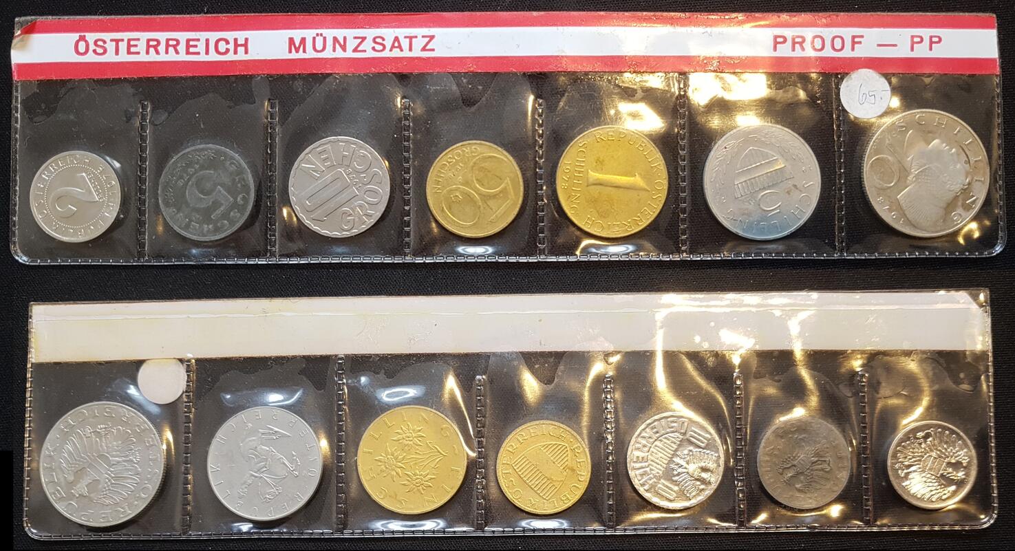 Österreich 1978 Kleinmünzensatz 2 Groschen 10 Schilling Proof MA Shops