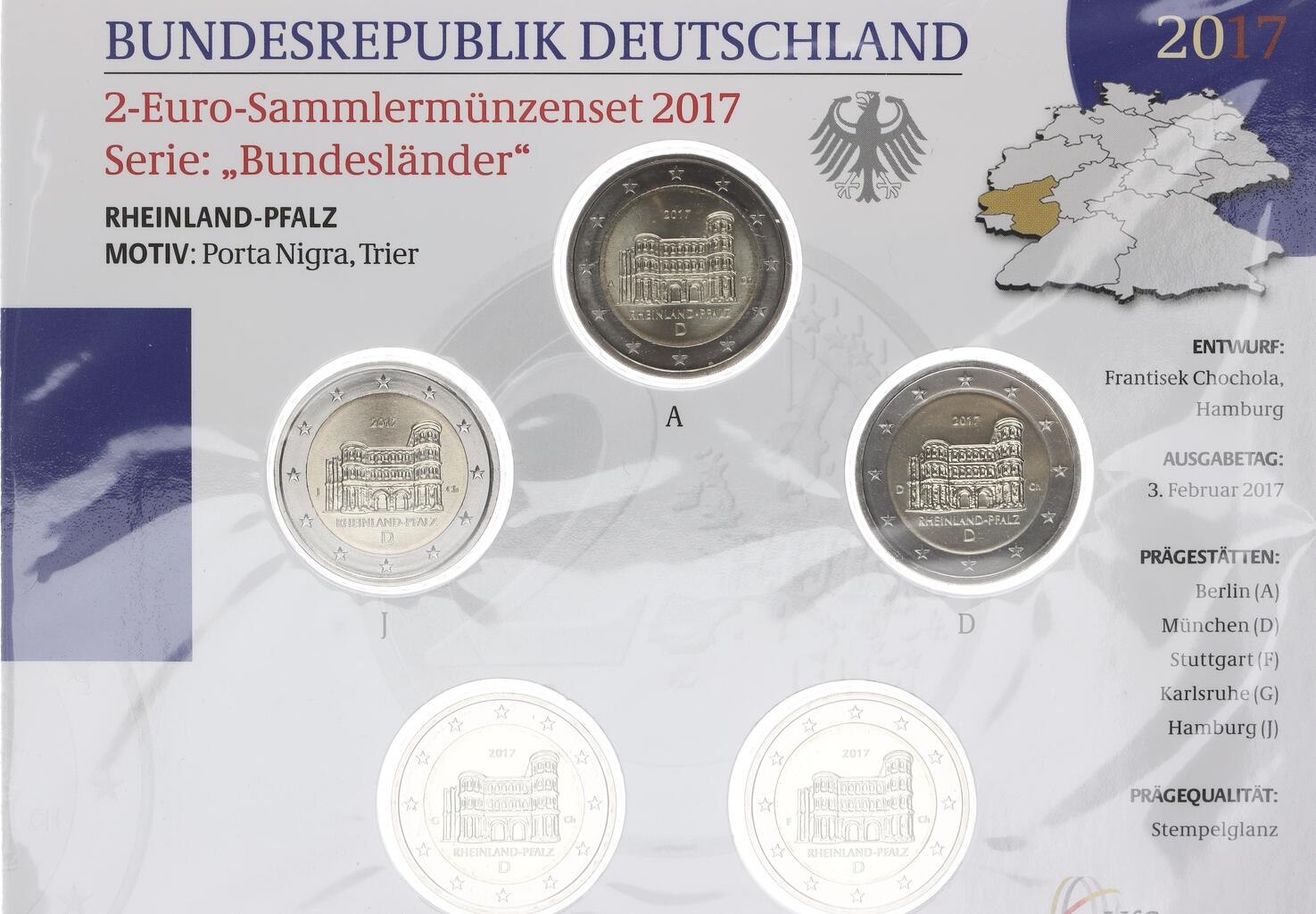 Bundesrepublik Deutschland Offizieller Blister Euro A J Porta Nigra