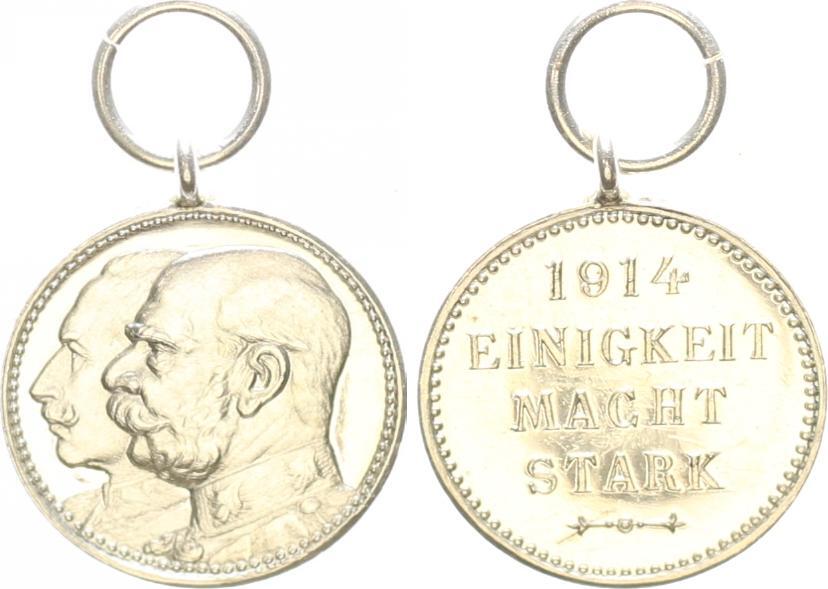 Silbermedaille Einigkeit Macht Stark 1914 Medaillen Kaiserreich Kaiser