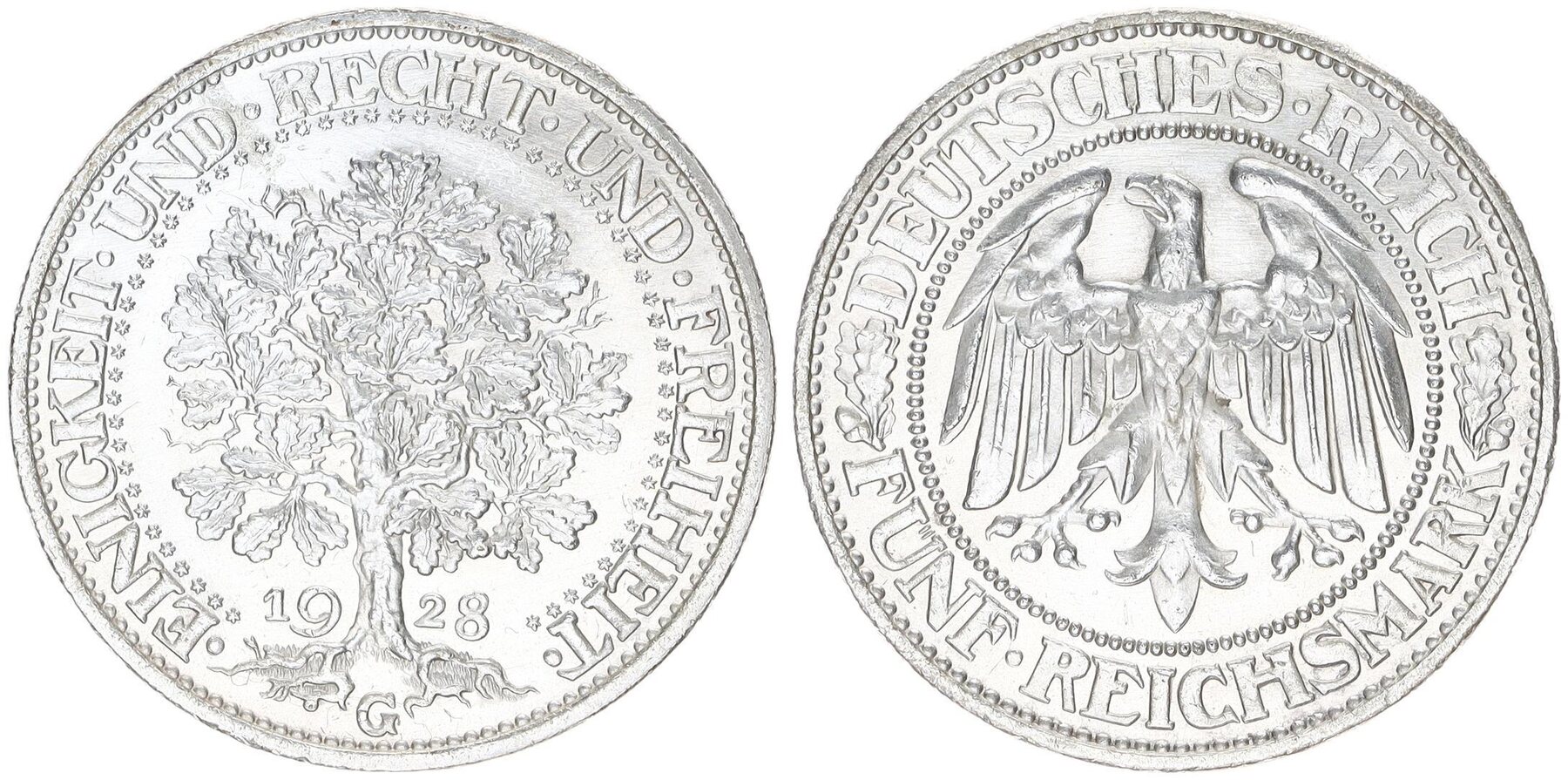 Deutschland Weimar Weimar Reichsmark Eichbaum G Prfr St Ch