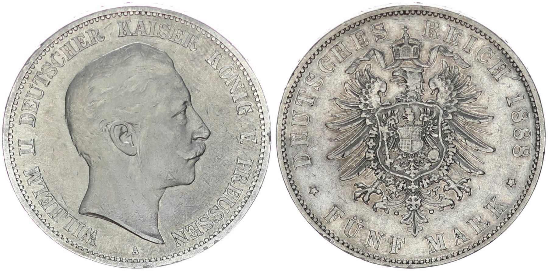 Preussen Deutsches Kaiserreich 5 Mark Preussen 5 Reichsmark 1888 A