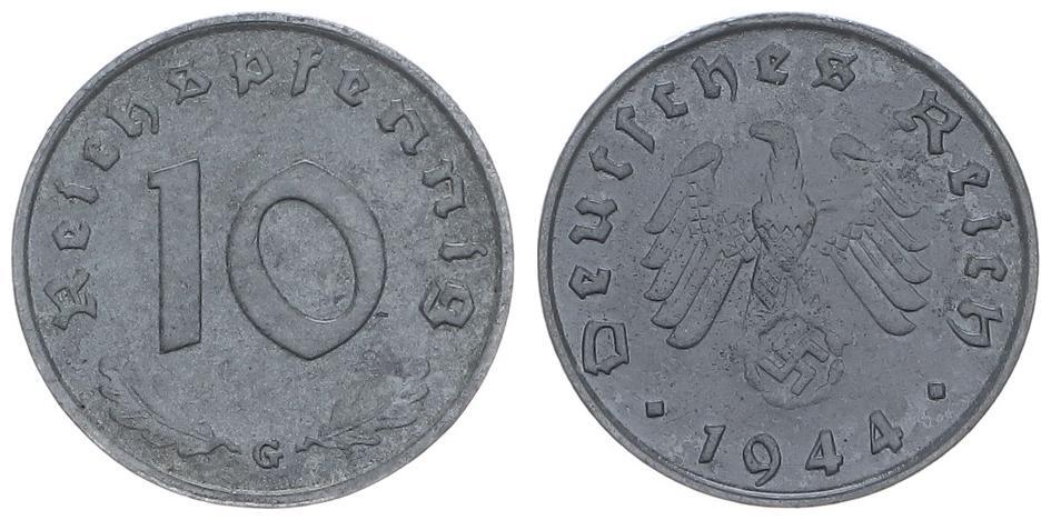 Deutschland Drittes Reich Drittes Reich 10 Pfennig 1944 G VF MA Shops