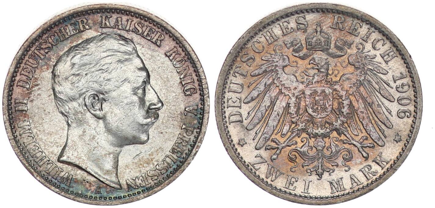 Preussen Deutsches Kaiserreich 1906 A Preußen 2 Mark Kaiser Wilhelm