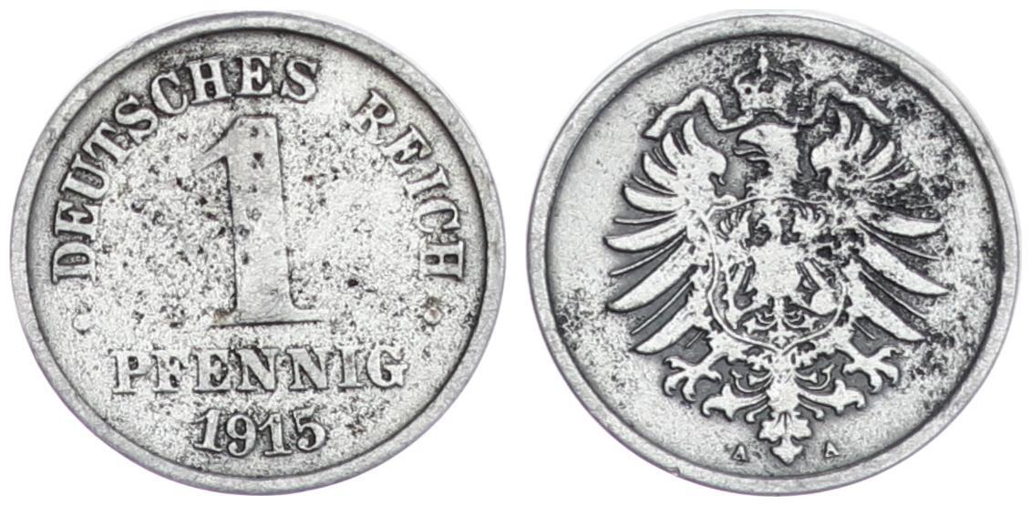 Kaiserreich 1 Pfennig Probe 1915 A offiziell nicht geprägtes Jahr