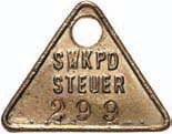 Kolonien: Deutsch-Südwestafrika Deutsch-Südwestafrika Hundessteuermarke Swakopmund Nr. 299 + Kopie Bestellzettel Hundesteuermarke Swakopmund Nr.299 (1904) ss-vz 