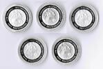 Deutschland / Eurowährung 10 Euro Fußball 2005 A D F G J komplett 10 Euro Fußball 5 Münzen, Münzzeichen A D F G J komplett, prägefrisch-st