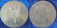 Deutschland / Kaiserreich / Preußen einseitige Zinnprobe der Adlerseite 5 Ma Zinnprobe Adlerseite Preußen 5 Mark 1874 Wilhelm I, Rand und RS glatt aus PP