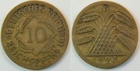 Deutschland / Weimar 10 Pfennig 10 Pfennig J.317 1924D Fehlprägung: auf viel zu dünnem Schrötling geprägt