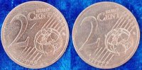 Deutschland / Bundesrepublik 2 Cent Probe Kopplung zweier Wertseiten 2 Cent Probe Kopplung zweier Wertseiten mit Randrille, prägefrisch