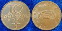 Deutschland / WEIMAR / PROBEPRÄGUNG 10 Pfennig WEIMAR 10 Pfennig Gestaltungsprobe zu J.317 Prachtexemplar, prägefrisch-stempelg