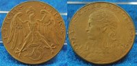 Deutschland /Weimar/ Probeprägung 3 Mark Probe 1926 D Bronze Weimar 3 Mark 1926D Motivprobe in Bronze VS 1 und RS neues Design