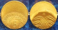 Deutschland / Weimar 5 Pfennig 5 Pfennig J.308 ? A Fehlprägung: 50% dezentriert