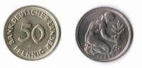 Deutschland 50 Pfennig 50 Pfennig Bank Deutscher Länder 1950G irrtümlich geprägt TOP-Erhaltung !!!