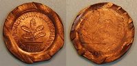 Deutschland 1 Pfennig Probe Produktions Probe Abschlag der Baumseite auf ausgewalztem Schrötling