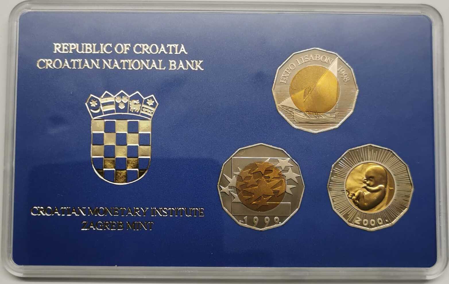 Kroatien 3 x 25 Kuna 1998 2000 Kuna Gedenkmünzensatz Proof MA Shops