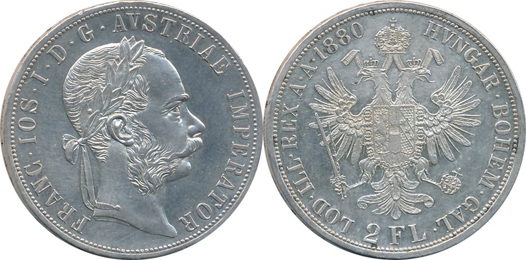 Austria 2 Florin 1880 Franz Joseph I 1848 1916 UNC MA Shops