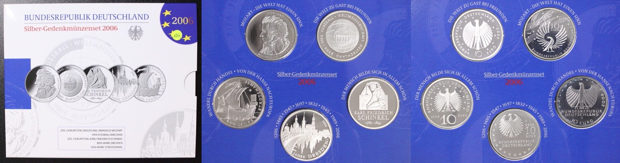 BRD Deutschland - <i>Die 10 Euro-Gedenkmünzen des Jahres 2006</i> - Silber Satz 5x 10 Euro 2006 PP/OVP 