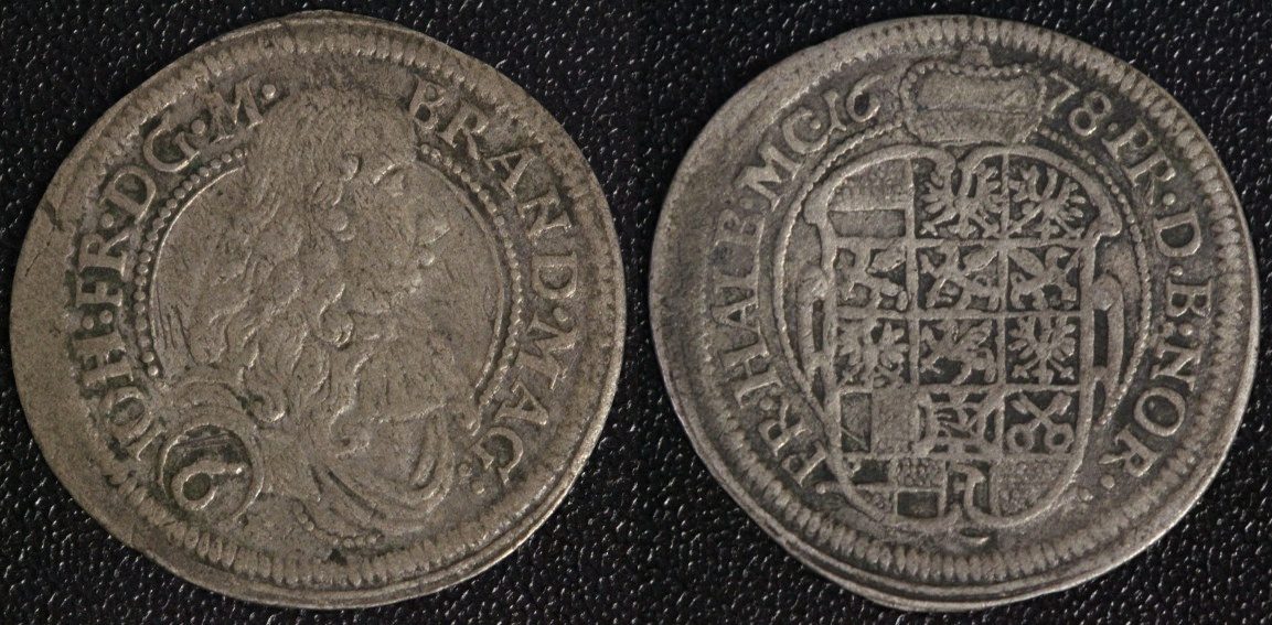 Brandenburg-Ansbach Johann Friedrich 6 Kreuzer 1678 s-ss 