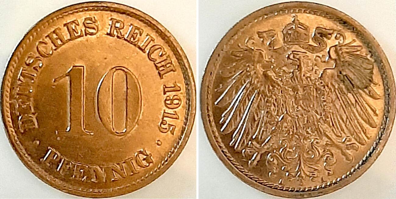 Deutschland 10 Pfennig 1915A F Stgl F Prfr Kleiner Fleck F Prfr CH