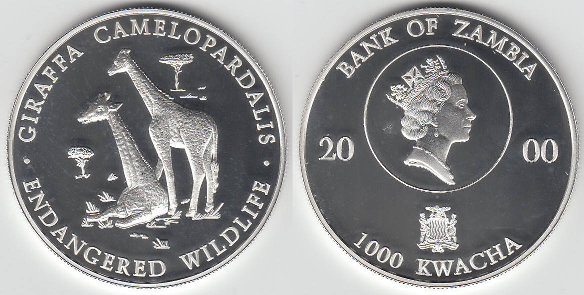 Sambia Kwacha Zambia Silver Commemorative Coin Endangered