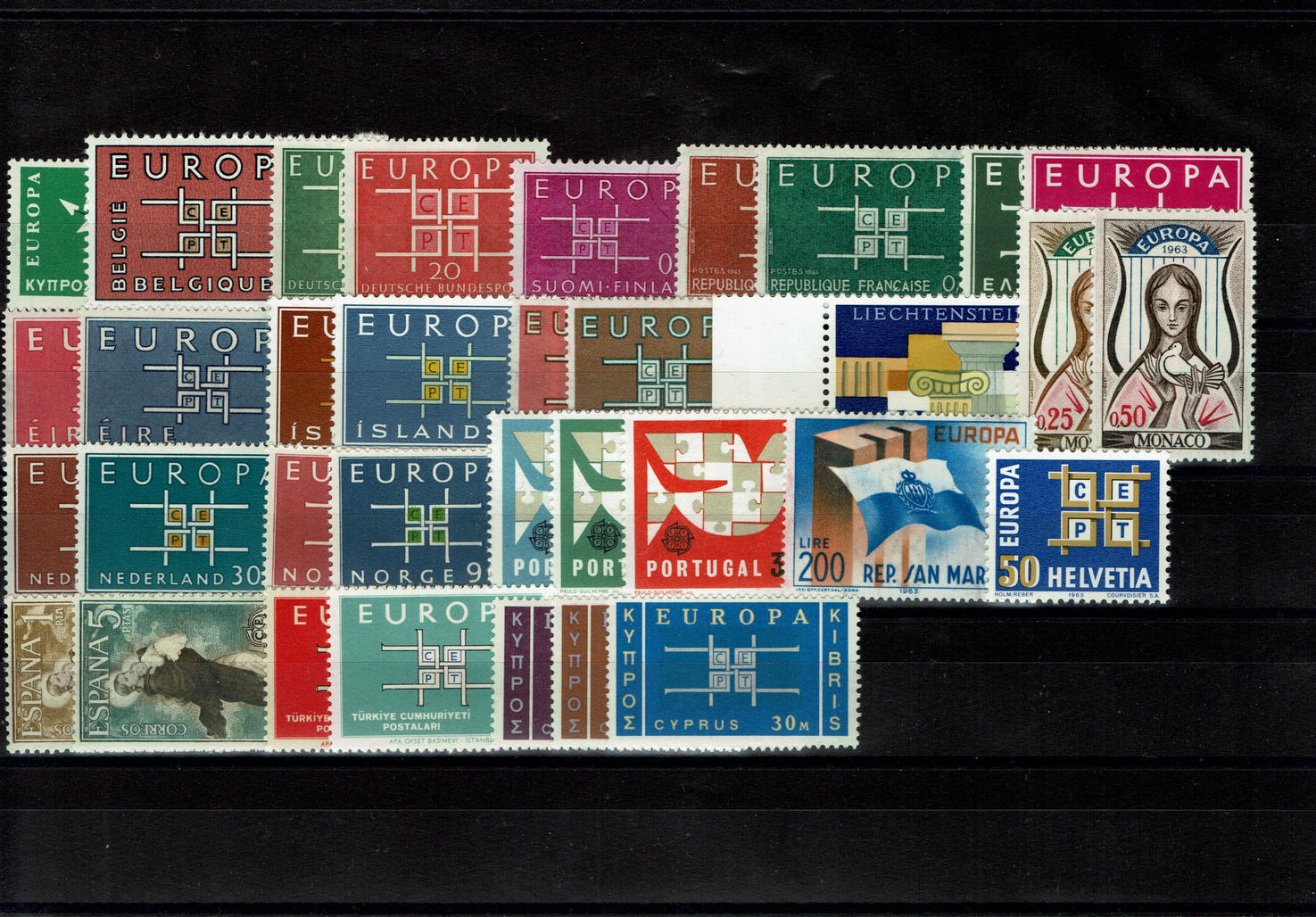 Briefmarken Europa CEPT Jahrgang 1963 Jede Hauptnummer Einmal