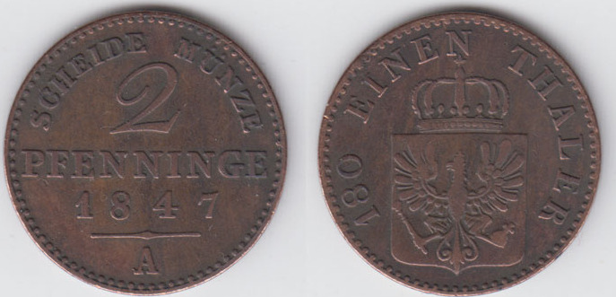 Preu En Pfennig Prussia Friedrich Wilhelm Iv Pfenning A