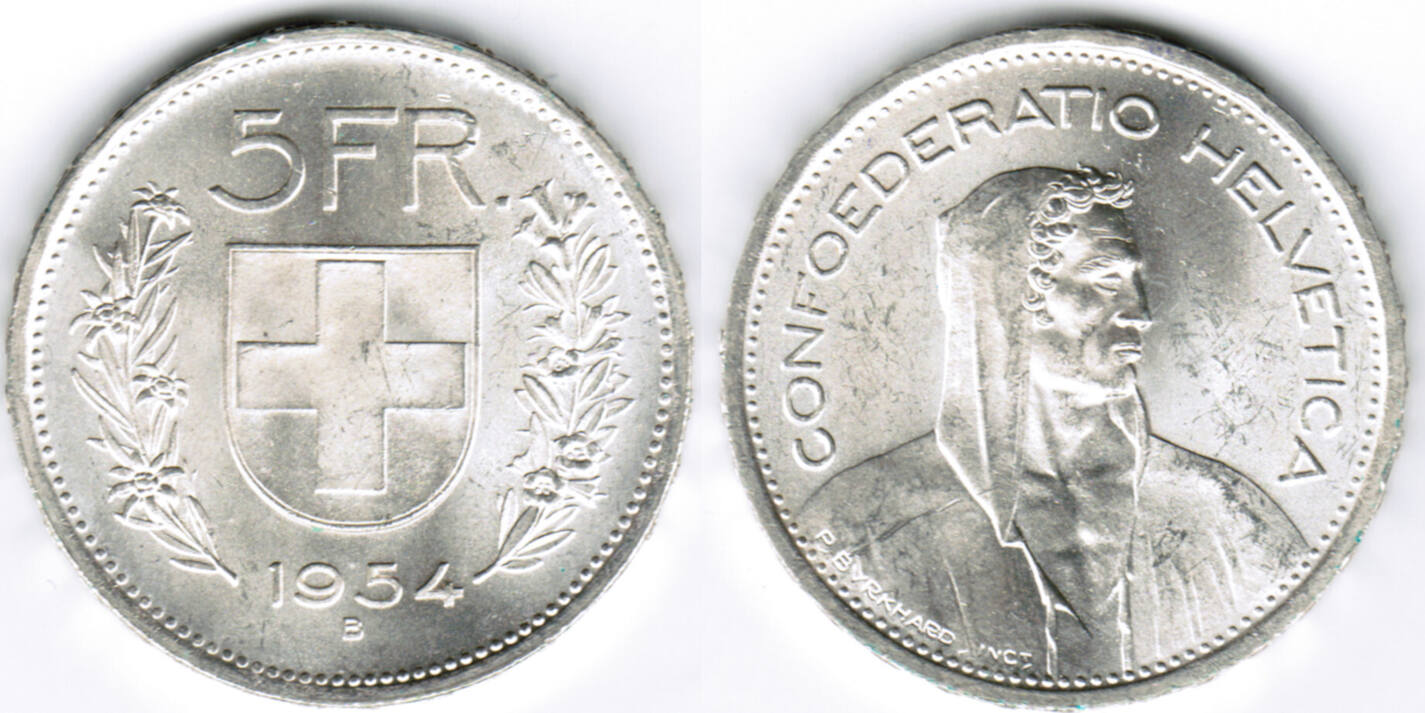 Schweiz Switzerland Silver Coin Franken B Like Scan Unc Ma