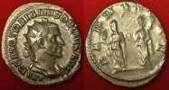 Römische Kaiserzeit - Trajanus Decius Antoninian AR-Antoninian des Trajanus Decius Rv: 2 Pannonien reichen sich Hand, PANNONIAE