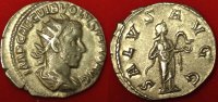Römische Kaiserzeit - Volusianus Antoninian AR-Antoninian des Volusianus Rv: Salus nährt Schlange, SALVS AVGG
