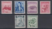 Riu-Kiu Inseln 50 Sen - 5 Yen (6 Werte) Riu-Kiu Inseln 1950, Michel-Nummer 8 bis 13, Postfrisch