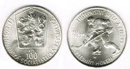 Tschechoslowakei 100 Kronen czechoslovakia, silver coin "ice hockey championship"