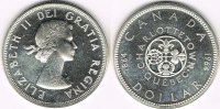 Kanada 1 Dollar canada silver coin, quebec 1964, uncirculated, like scan!