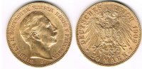 Deutsches Kaiserreich - Preußen 20 Mark Preussen, 20 Mark 1909 J, Wilhelm II., 900er Gold, 7,16 g Fein, siehe Scan