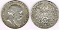 Baden 5 Mark Kaiserreich, Baden, Friedrich, 5 Mark 1904 G, Erhaltung siehe Scan!