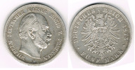 Preußen 5 Mark Preußen 5 Mark 1875 B, Wilhelm I., Erhaltung siehe Scan!