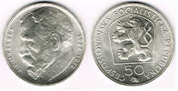 Tschechoslowakei 50 Kronen czechoslovakia, silver coin, "J. V. Myslbek", 50 Korun