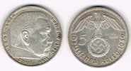 Drittes Reich 5 Reichsmark Drittes Reich, 5 Reichsmark 1939 D, Hindenburg mit HK! Siehe Scan