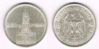 Drittes Reich 5 Reichsmark Drittes Reich, 5 Reichsmark Garnisonskirche mit Datum, 13,89 g 900er Silber!