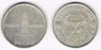 Drittes Reich 5 Reichsmark Drittes Reich, 5 Reichsmark Garnisonskirche mit Datum, 13,89 g 900er Silber!