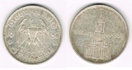 Drittes Reich 5 Reichsmark Drittes Reich, 5 Reichsmark Garnisonskirche mit Datum, 13,89 g 900er Silber!