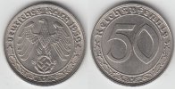 Drittes Reich 50 Pfennig Drittes Reich, Kursmünze 50 Pfennig 1939 E, Nickel!