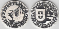 Portugal 200 Escudos portugal silver coin, 200 escudos 1993, tanegashima, proof, like scan