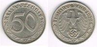 Drittes Reich 50 Pfennig Drittes Reich, Kursmünze 50 Pfennig 1939 D, Nickel!