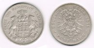 Hamburg 5 Mark Kaiserreich, Hamburg, 5 Mark 1876 J, Stadtwappen, Erhaltung siehe Scan!
