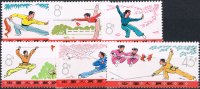 Volksrepublik China 6 Werte (5 x 8 F, 43 F) Volksrepublik China, 6 Marken Wushu - Klassische chinesische kampfkünste