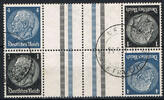 Deutsches Reich 4 Werte Deutsches Reich, Mi.-Nr. KZ 30, Zusammendruck, Hindenburg,