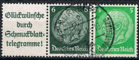 Deutsches Reich 2 Werte Deutsches Reich, Mi.-Nr. W 82, Zusammendruck, Hindenburg,