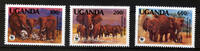 Uganda 3 Marken Uganda, Mi-Nr. 960-63, Tiermotiv Elefanten