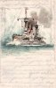 Deutsches Reich/Kiel Litho/Künstlerkarte/S.M. Panzerschiff Brandenburg/m. Volldampf Kiel verlassend