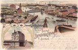 Dortmund Litho/Gruss aus dem Gasthof zur Deutschen Flotte P. Breibach./Hafen des...